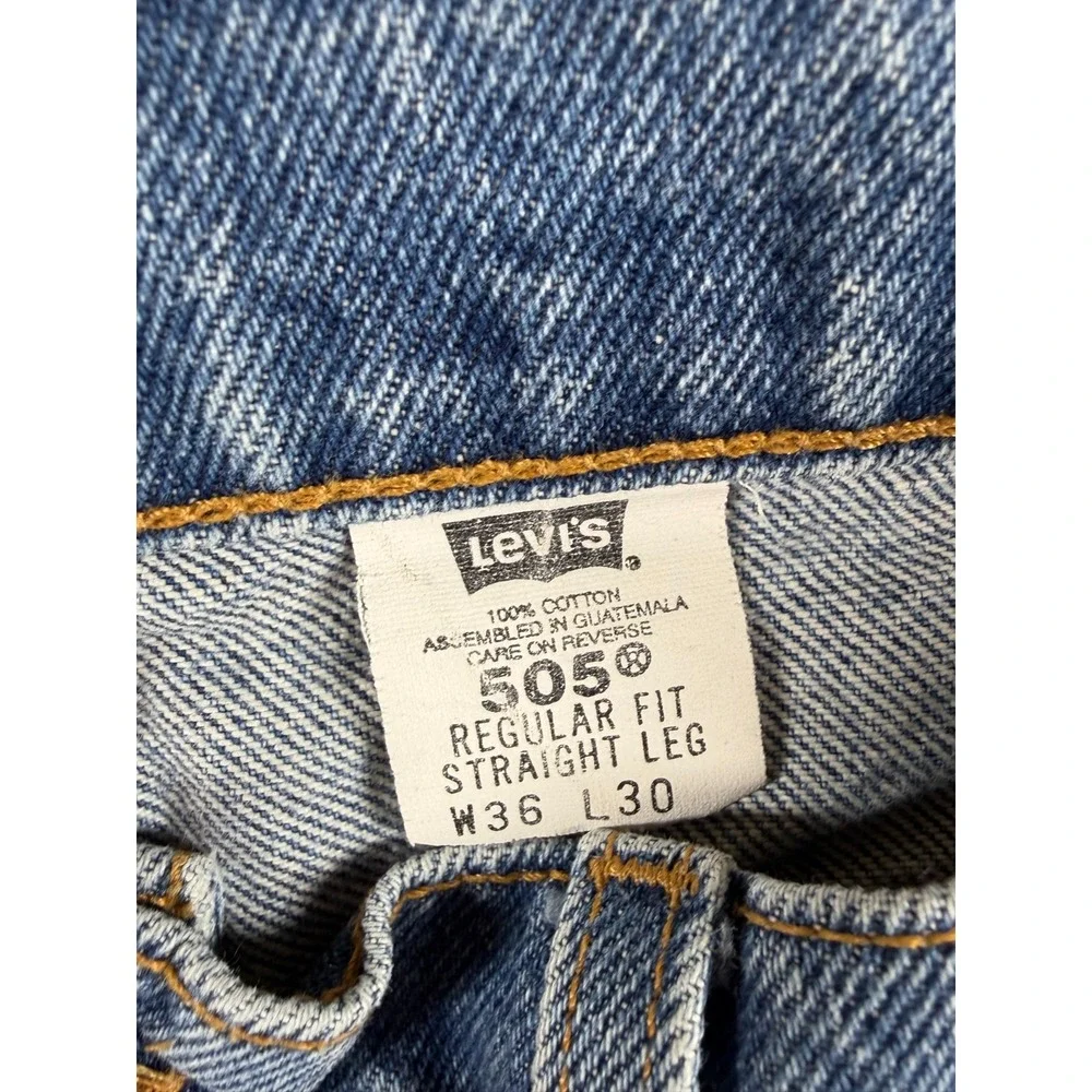 VTG Levi's 505 Zip Fly Regular Fit Straight Leg Blue Denim Jeans Size 36 x 30